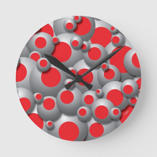 Horloge Ronde Bulles effervescentes rouges (Recto)