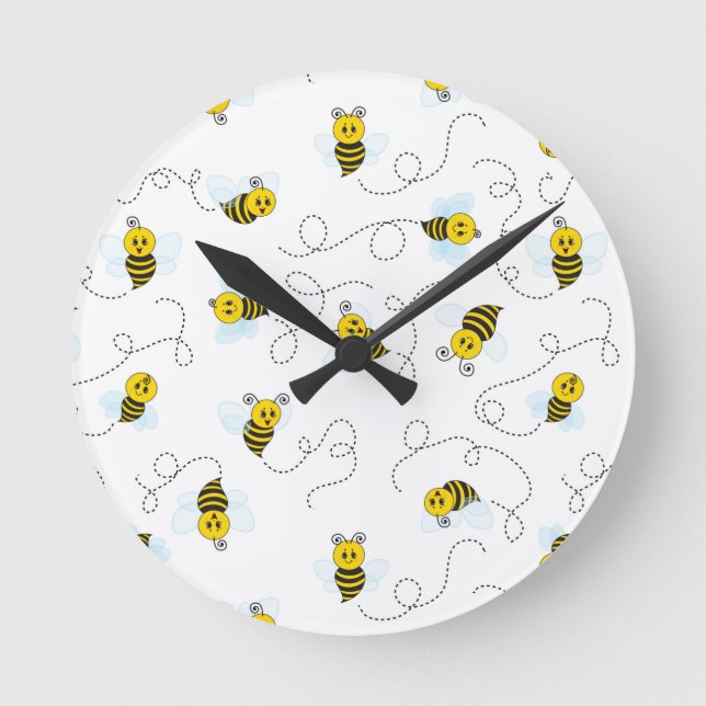 Horloge Ronde Bumblebee volant Jaune Noir Bumble Bee (Recto)