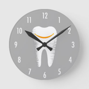 Horloge Ronde Bureau dentaire argenté moderne de sourire de den