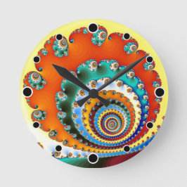 Horloge Ronde Bursting with colour Fractal Spiral