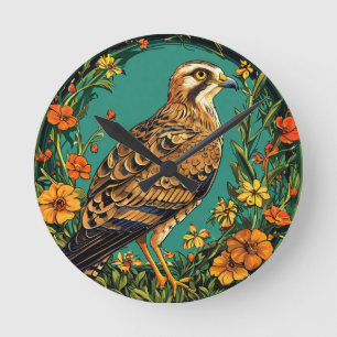 Horloge Ronde Busard de Montagu coloré