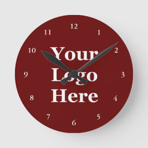 Horloge Ronde Business Dark Red & White Modèle Votre logo ici