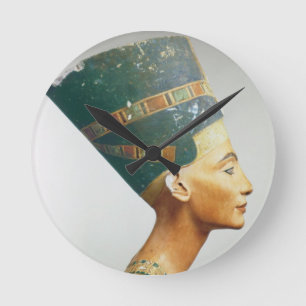 Horloge Ronde Buste de la Reine Nefertiti, vue de côté, du stu