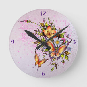 Horloge Ronde *Butterflies -Round (milieu) Clock