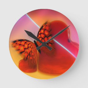 Horloge Ronde Butterfly and Hearts
