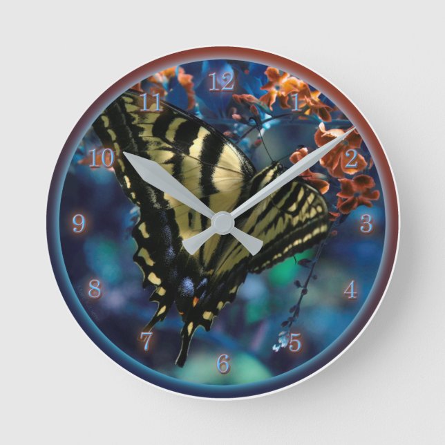 Horloge Ronde BUTTERFLY LUNCH ON THE FLY Tiger Swallowtail (Recto)