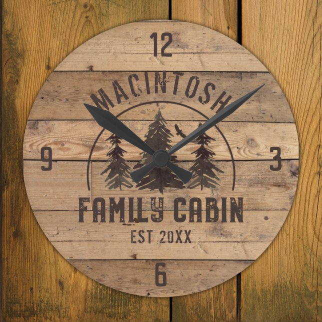 Horloge Ronde Cabine de famille Bois rustique Personnalisé (Créateur téléchargé)