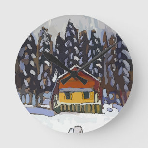 Horloge Ronde Cabine En Neige