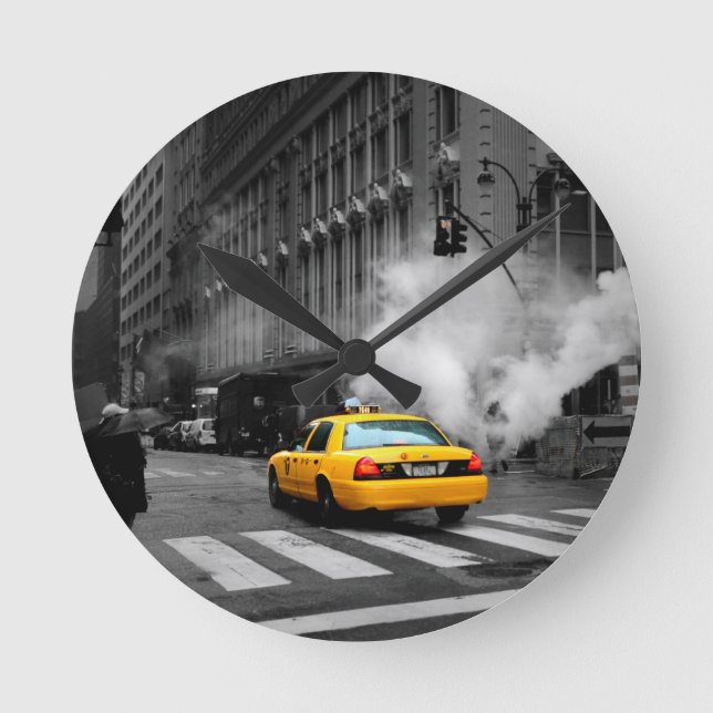 Horloge Ronde Cabine jaune de New York (Recto)