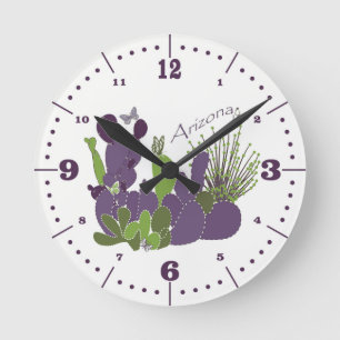 Horloge Ronde Cactus Arizona avec des chiffres