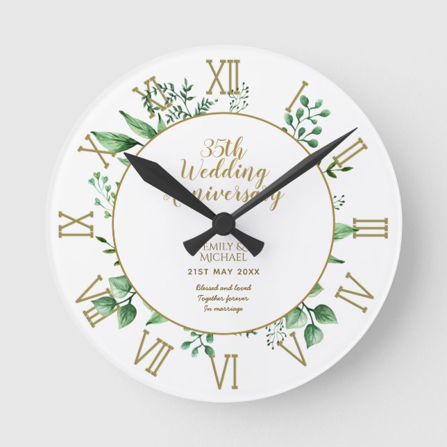 Horloge Ronde Cadeau d'anniversaire de mariage PERSONNALISÉ - (Recto)