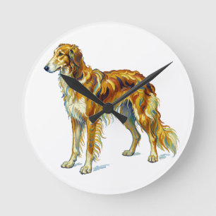 Horloge Ronde Cadeau de chien Saluki de couleur vibrante