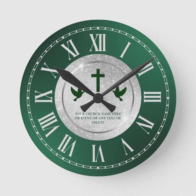 Horloge Ronde Cadeau de l'église verte d'argent (Recto)