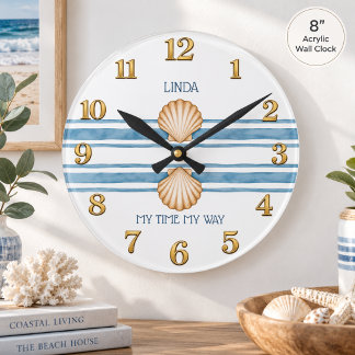 Horloge Ronde Cadeau de retraite côtière Mon temps, ma façon