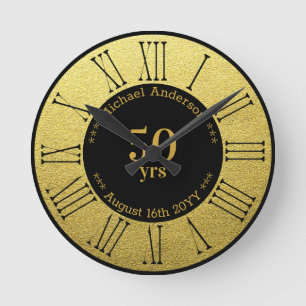 Horloge Ronde Cadeau personnalisé 50 ans de retraite ou d'annive