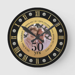 Horloge Ronde Cadeau PHOTO des 50 ans de mariage Jubilé d'or