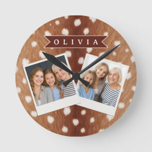 Horloge Ronde Cadeaux Personnalisés avec Impression de Cerf de S
