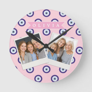 Horloge Ronde Cadeaux Personnalisés avec Motif d'Oeil Maléfique