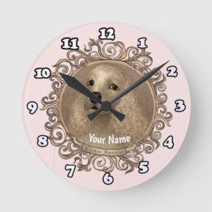 Horloge Ronde Cadran de Cocker Spaniel orné
