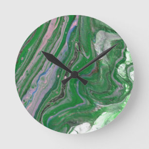 Horloge Ronde Cadran de mur abstrait vert demi-anneau moelleux