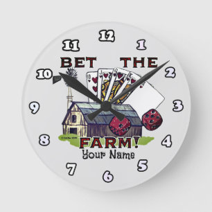 Horloge Ronde Cadran de poker Bet The Farm