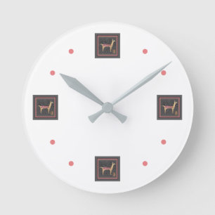 Horloge Ronde Cadran mural en acrylique Llamas fantaisistes