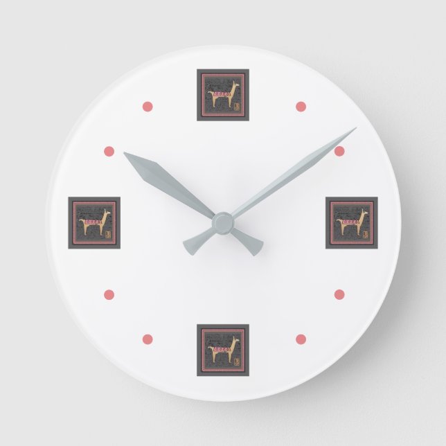 Horloge Ronde Cadran mural en acrylique Llamas fantaisistes (Recto)