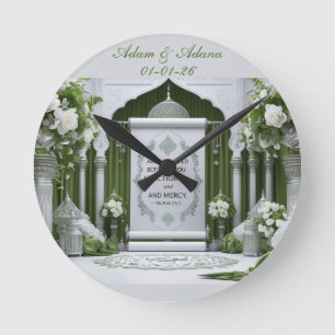 Horloge Ronde Cadran mural islamique personnalisé pour la mariée