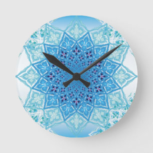 Horloge Ronde Cadran mural mandala floral radieux