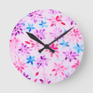 Horloge Ronde Cadran mural rond en mosaïque florale moderne