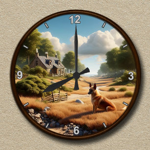 Horloge Ronde Cadran personnalisable avec un Malinois belge