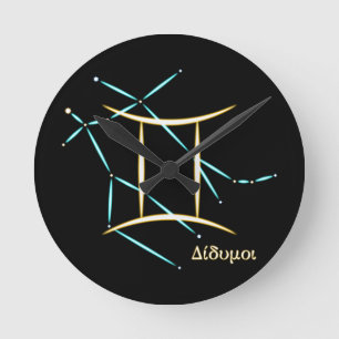 Horloge Ronde Cadran rond de la constellation du zodiaque Gémeau