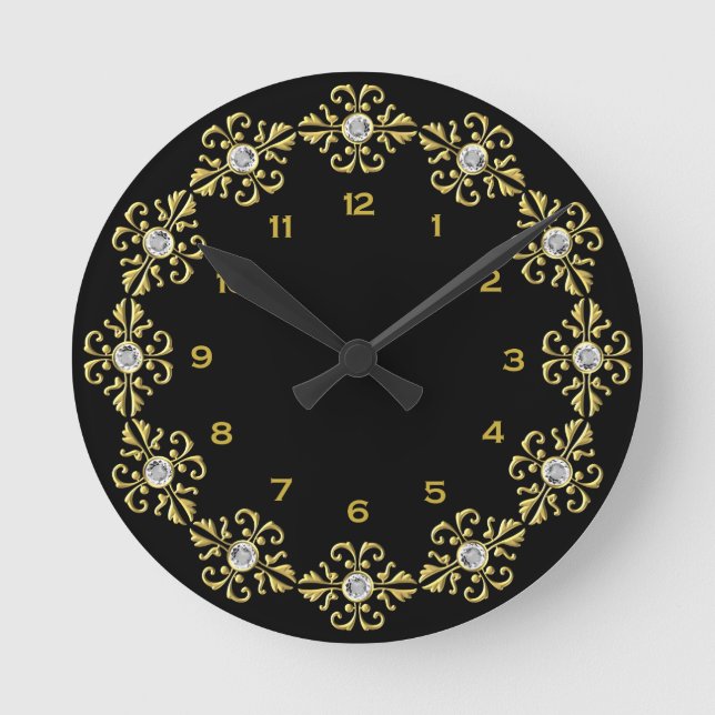 Horloge Ronde Cadran rond noir et or (Recto)