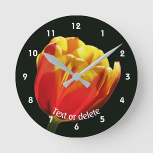 Horloge Ronde Cadran Rond Personnalisé Fleur de Tulipe Vibrante
