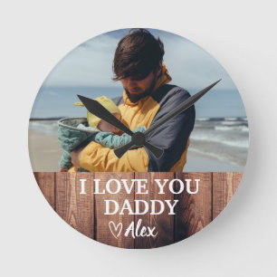 Horloge Ronde Cadran Rond Personnalisé Papa, Je T'aime Papa Phot
