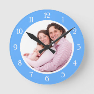Horloge Ronde Cadre photo bleu bébé