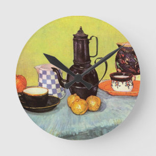 Horloge Ronde Cafetière en émail bleu par Vincent van Gogh