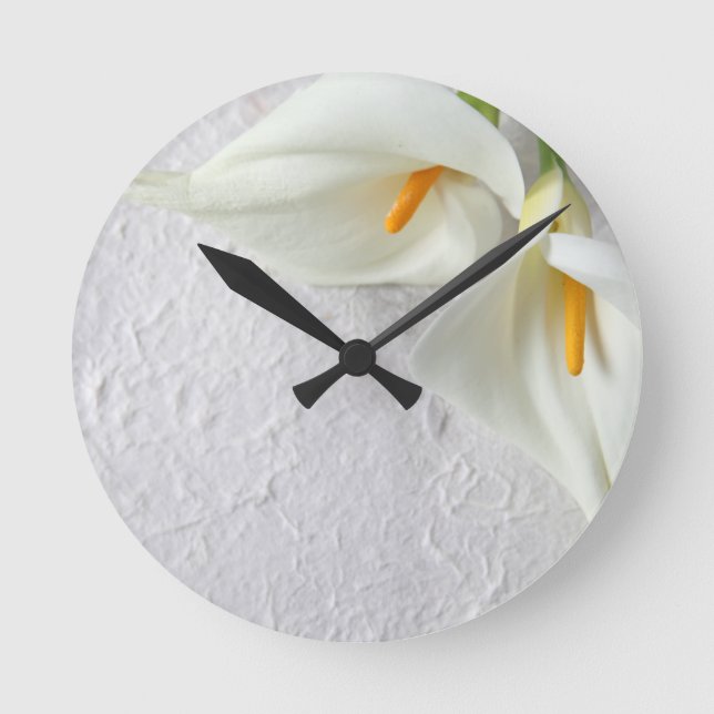 Horloge Ronde Calla lys avec de la place pour le texte (Recto)