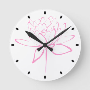 Horloge Ronde Calligraphie de fleur de Lotus