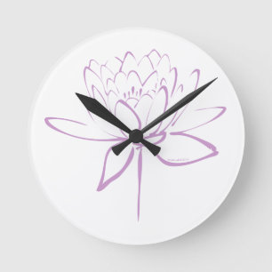 Horloge Ronde Calligraphie de Lotus (lavande)