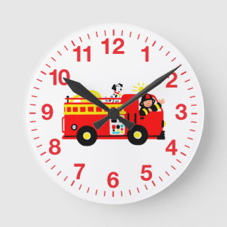 Horloge Ronde Camion de pompiers
