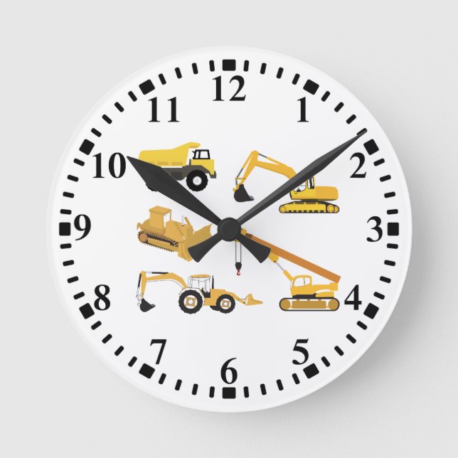 Horloge Ronde Camions de construction Enfants (Recto)