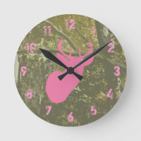 Camo and Pink Deer Clock