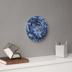 Horloge Ronde Camouflage bleu marine, Militaire, Armée