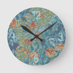 Horloge Ronde Camouflage et fleurs