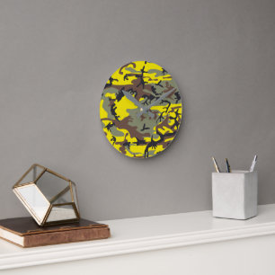 Horloge Ronde Camouflage jaune et Brown, Militaire, Armée