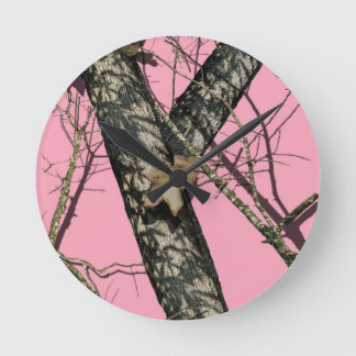 Horloge Ronde Camouflage rose