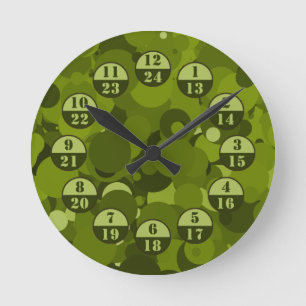 Horloge Ronde Camouflage vert temps militaire