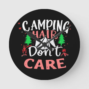 Horloge Ronde Camping Cheveux s'en fiche drôle
