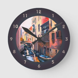 Horloge Ronde Canal vénitien - Peinture d'art